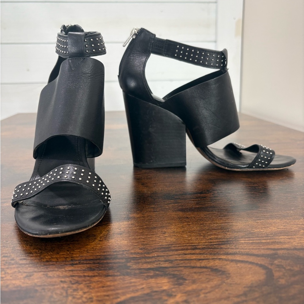 Coach Black Studded Block Heels